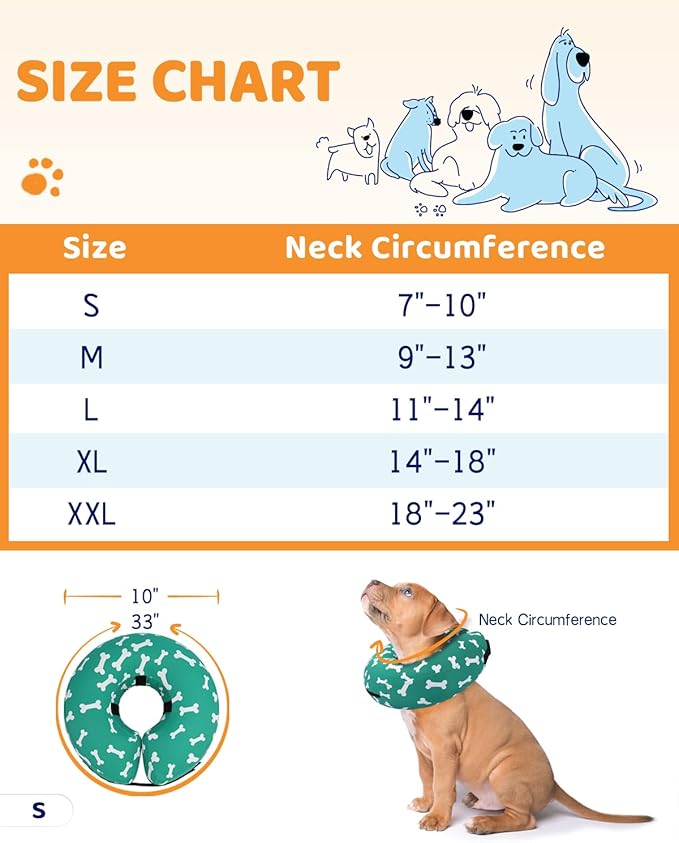 Supet Inflatable Dog Cone Collar Alternative after Surgery, Dog Neck Donut Collar Recovery E Collar for Post Surgery, Soft Dog Cone for Small Medium Puppies Cats