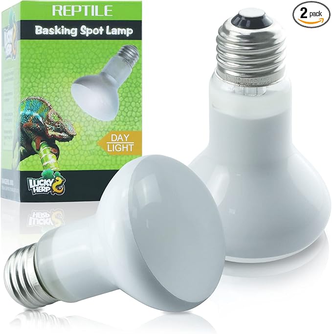 LUCKY HERP 2 Pack 50W Reptile Heat Lamp Bulb (2nd Gen), Amphibian Basking Light Bulb, Reptile Daylight Bulb for Turtle, Bearded Dragon, Lizard Heating Use
