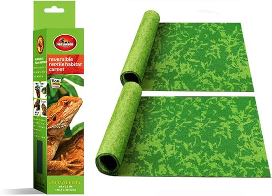 Reptile Carpet, 30 * 12in Pet Terrarium Liner,Reptiles Cage Mat/Substrate for Snakes, Chameleons, Geckos and Kitchen Use(2sheets) with Tweezers Feeding Tongs