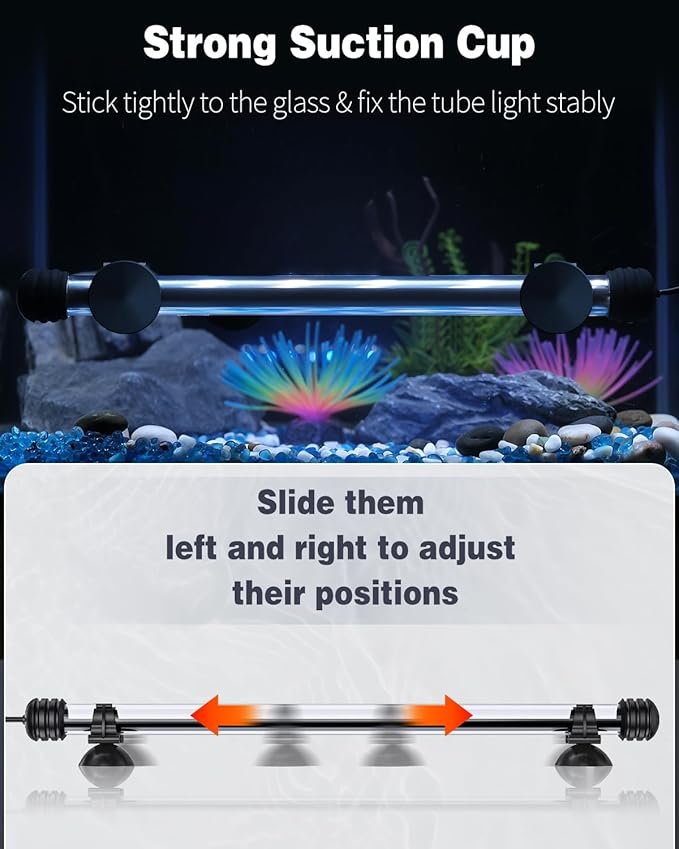 Pawfly 4.2 W Aquarium LED Light 15.2 Inch Underwater Fish Tank Light with Timer Auto On/Off Fish Tank Background Light with 8 Lighting Modes Submersible Multi-Colored Tube Light for Decoration