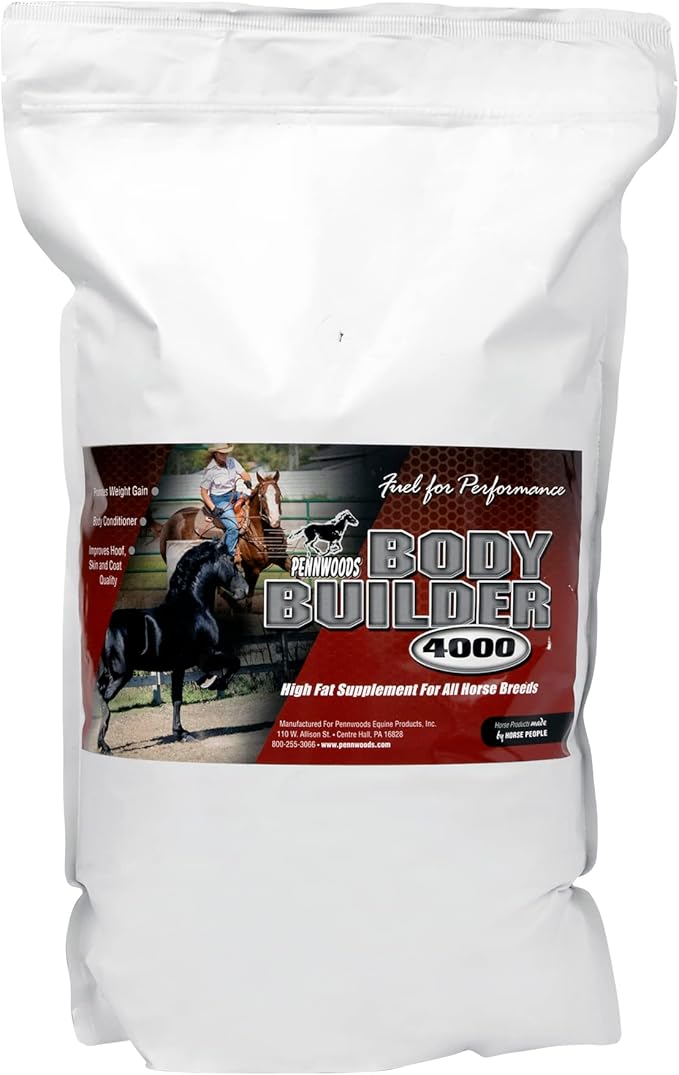 Body Builder 4000, Horse Weight Gain Supplement, High Fat and Energy Horse Weight Builder with Body Conditioning Horse Vitamins, Improves Hoof Quality - 11 LB Bag