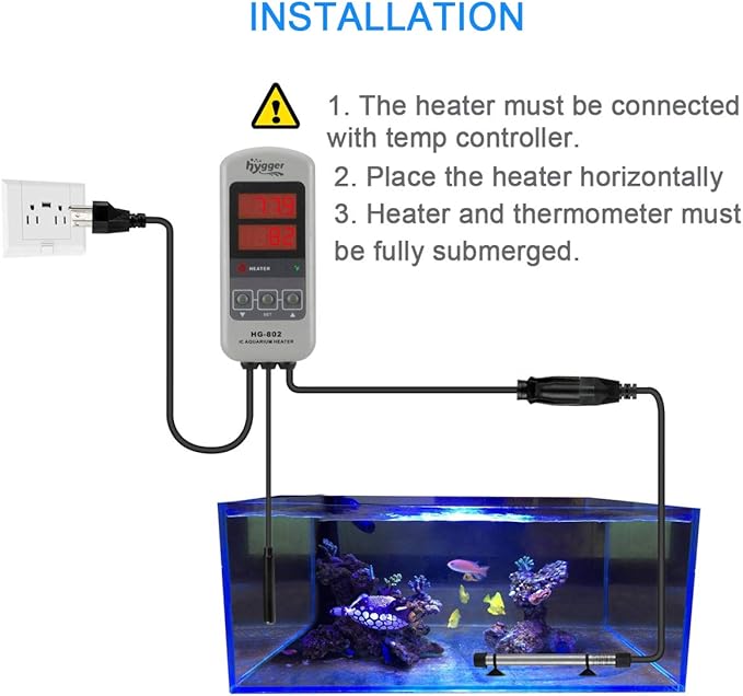 hygger Pinpoint Saltwater Aquarium Heater with Digital Thermostat IC Temp Controller, Titanium Tube Submersible Fish Tank Heater for Coral Reef 50 Watt