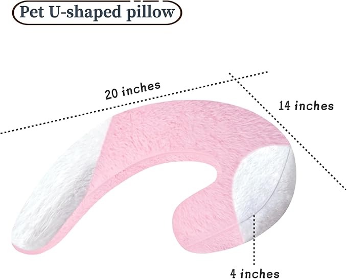 Dog Pillow Dog Calming Pillow Pet Pillow for Indoor Dogs and Cats Dog Neck Pillow Cat Pillow Improve Pet Sleep Pink and White Double Color