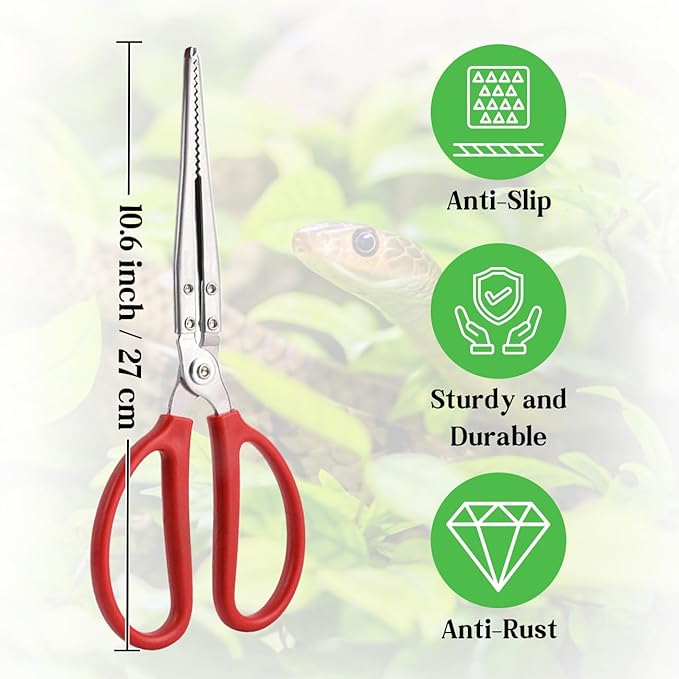 Snake Feeding Tong, 10.6 Inch Reptile Feeding Tongs, Easy-Grip Large Tweezers, Reptile Supplies for Terrarium Axolotl Bearded Dragon Ball Python Tank Accessories (27 cm)