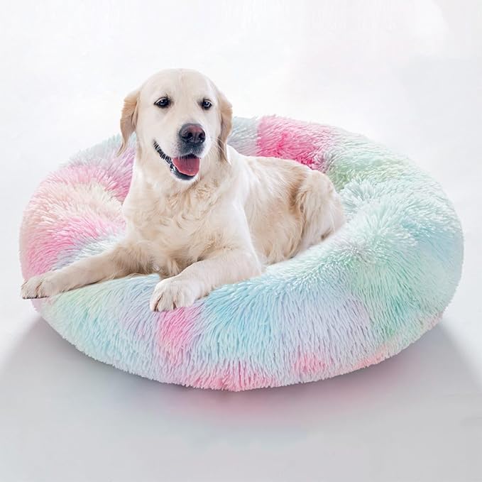 Cat Beds for Indoor Cats - Cat Bed Washable 20/24 inches, Dog Beds for Small Medium Dogs, Anti Anxiety Round Fluffy Plush Faux Fur Cat Bed,Thick Bottom Keep Pets Off The Cold Tile
