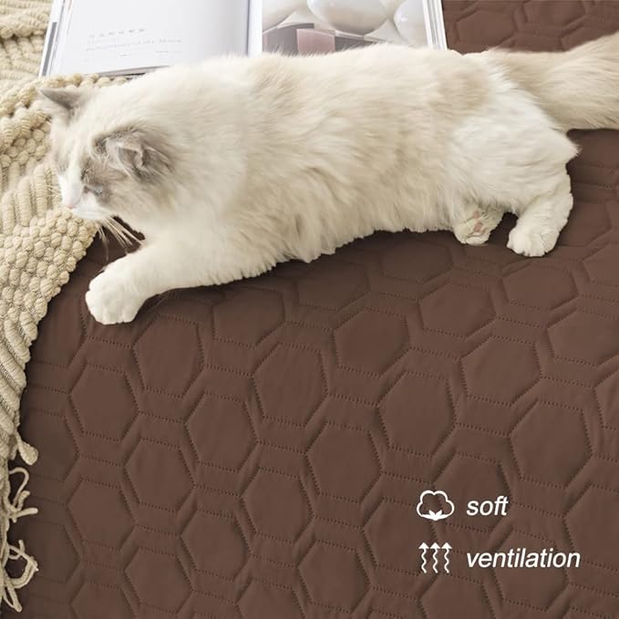 Waterproof and Anti-Slip Dog Bed Cover and Pet Blanket Sofa Pet Bed Mat ，car Incontinence Mattress Protectors Furniture Couch Cover for Most Cats Dogs, Pets<82x102-Chocolate>