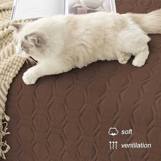 Waterproof & Anti-Slip Dog Bed Cover and Pet Blanket Sofa Pet Bed Mat ，car Incontinence Mattress Protectors Furniture Couch Cover for Most Cats Dogs, Pets<52x82-Chocolate>