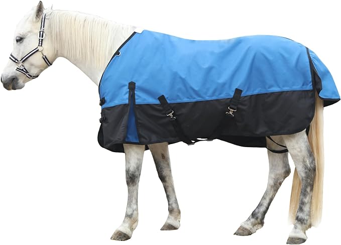 1200 Denier Rip-Stop Turnout Rain Sheet Lightweight Waterproof Breathable Horse Blanket (No Fill) Blueblack 81"