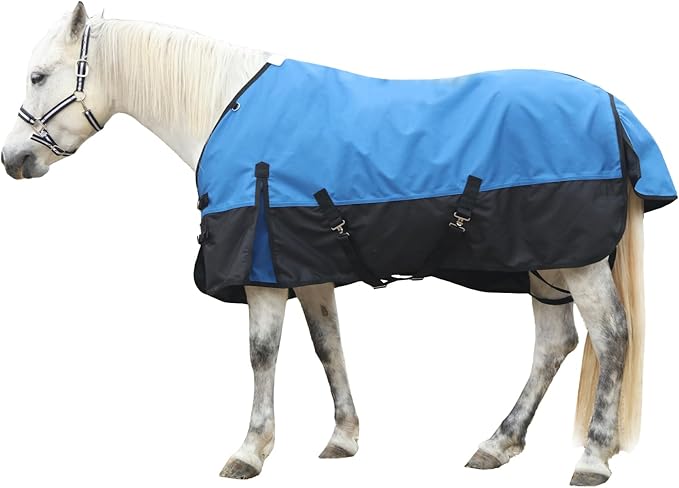 1200 Denier Rip-Stop Turnout Rain Sheet Lightweight Waterproof Breathable Horse Blanket (No Fill) Blueblack 75"