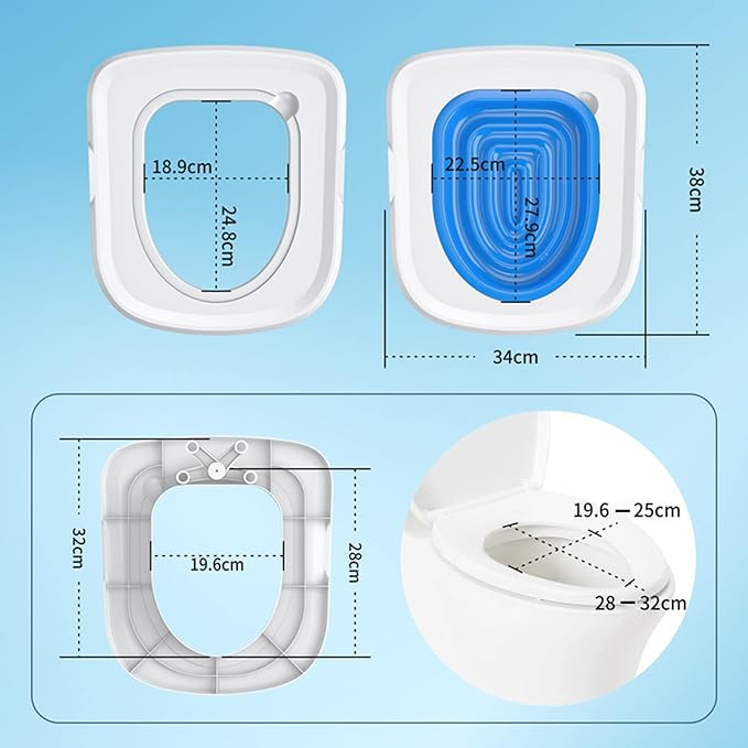 Cat Toilet Seat Training Kit, Universal Reusable Cat Toilet Trainer, Puppy Cat Litter Mat Kitty Urinal Seat Toilet Trainer, Cat Litter Tray Kit Kitty Potty Train(White Tray, 1 Blue Inner Support)