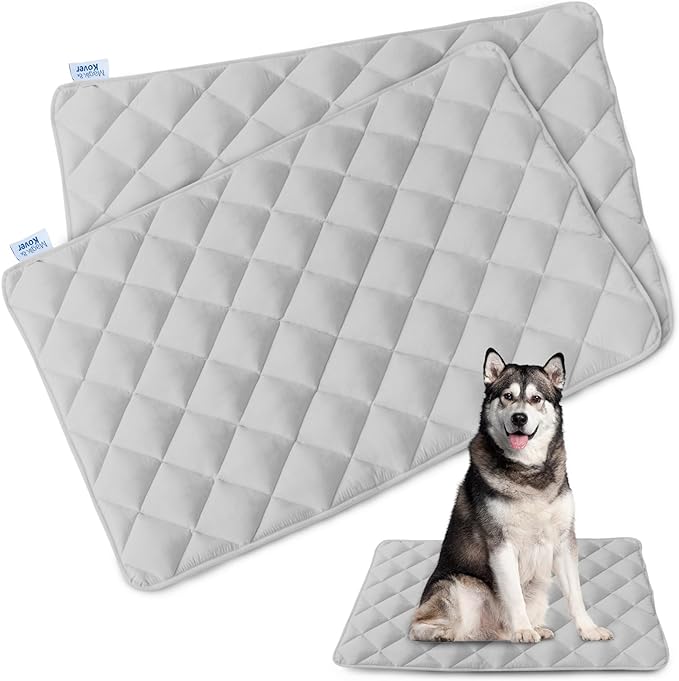 Dog Crate Pad 2 Pack (36" x 23"), Soft Dog Crate Mat with Anti-Slip Bottom, Machine Washable Kennel Pad, Crate Mats for Dog Cages, Dog Bed for Crate, Fits 36 Inch Dog Crate, Grey