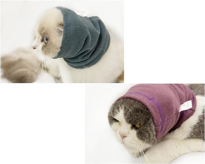 No Flap Dog Ear Wrap Quiet Dog Headband Dog Head Cover Quiet Ear Covers Hood for Noise Dog Ear Wrap Hematoma Pail lilac+Aqua Blue S