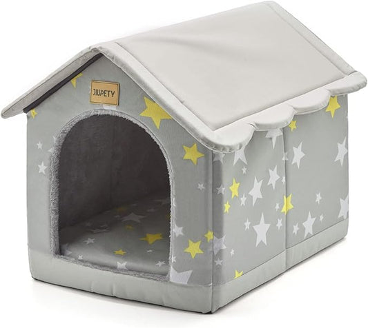 Jiupety Cozy Pet Bed House, Indoor/Outdoor Pet House, L Size for Cat and Medium Dog, Warm Cave Sleeping Nest Bed for Cats and Dogs, Gray