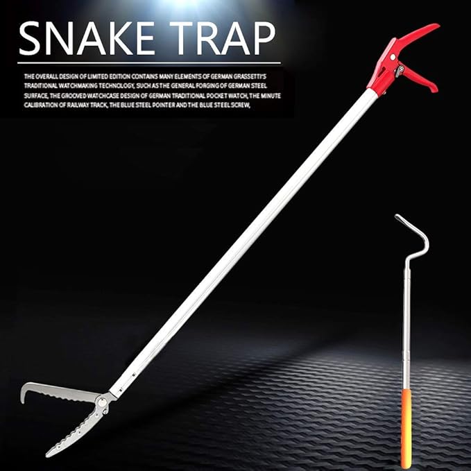 Snake Tong Rattle Snake Reptile Catcher Grabber,with Wide Jaw and Comfortable Grip Handle, Handling Tool Equipped with Snake Hook and Bagging,More Professional