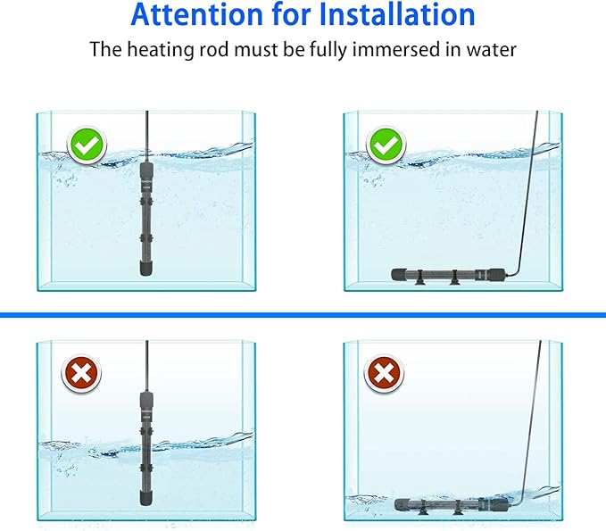 Adjustable Mini Aquarium Heater 20-40 Gallons Submersible Small Fish Tank Heater 200W Digital Display Thermostat External Temperature Controller (200W)