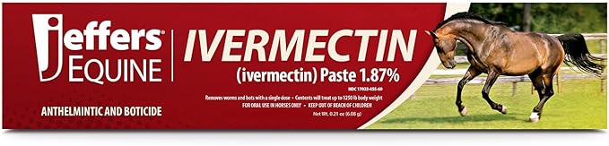 Jeffers Ivermectin Horse Dewormer | Single Dose for Horses | Gel Dewormer for Horses