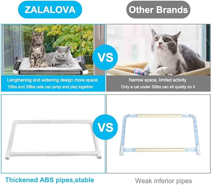 Cat Window Perch, Cat Hammock Window Seat w/Free Fleece Blanket 2024 Latest Screw Suction Cups Extra Large Sturdy Cat Bed Cat Resting Seat Hold Two Large Cats White Indoors (One Extra Suction Cup