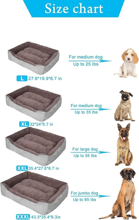 PUPPBUDD Dog Beds for Medium Dogs, Washable Dog Bed Comfortable and Breathable Pet Bed Rectangle Warming Dog Bed for Medium Dogs