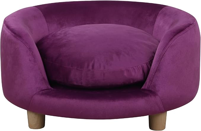 Dog Sofas and Chairs for Small Pet/Dog Sofa Chair with Soft Velvet Fabric / /Wooden Frame Cat Sofa Chair/Dog Sofa Bed with Washable Cushion for Small Dog Rest Using (purple)