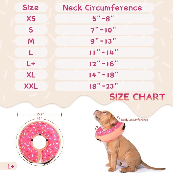 Supet Inflatable Dog Cone Collar Alternative After Surgery, Dog Neck Donut Collar Recovery E Collar for Neuter, Soft Dog Cone for Small Medium Large Dogs