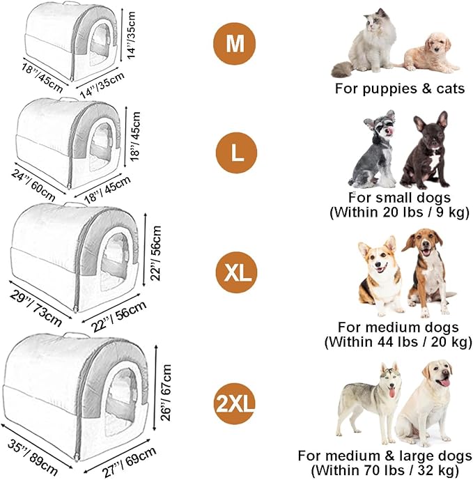 ANPPEX Dog House Indoor,2 in 1 Washable Covered Dog Bed,Insulated Cozy Dog Igloo Cave,2XL Size for Large Dogs,Brown