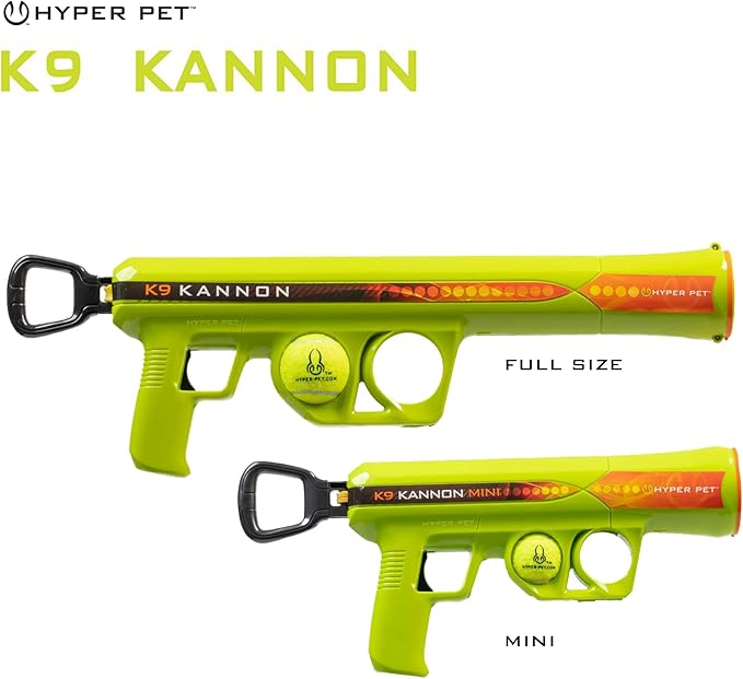 Hyper Pet K9 Kannon Dog Ball Thrower Launcher for Dogs, All Breeds Up To 60 Pounds, With One Hyper Pet 2.5 Inch Tennis Ball, For All Breeds