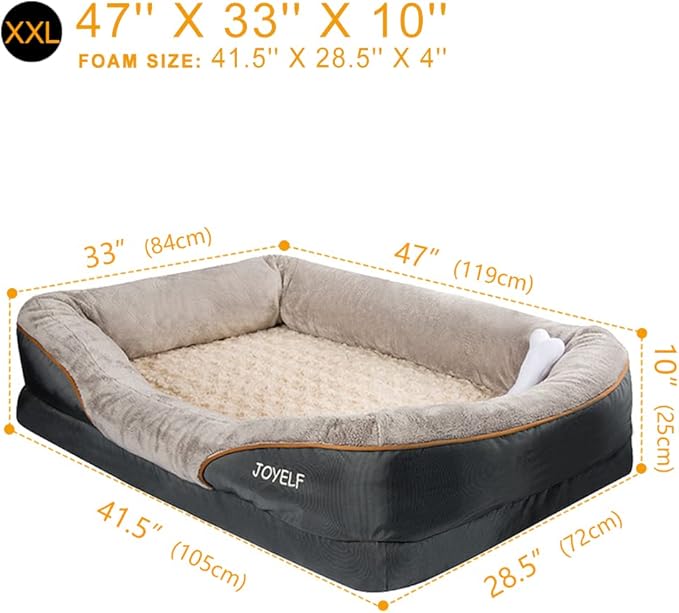 JOYELF XXLarge Memory Foam Dog Bed, Orthopedic Dog Bed & Sofa with Removable Washable Cover Dog Sleeper for Large Dogs