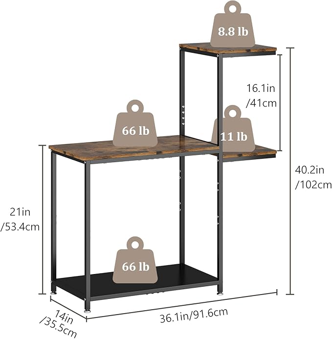 20-25 Gallon Fish Tank Stand, Metal Double Aquarium Stand with Shelf for Fish Tank Accessories Storage, 24.4" x 14" Tabletop Fits Aquarium,Turtle Tank or Reptile Terrariums