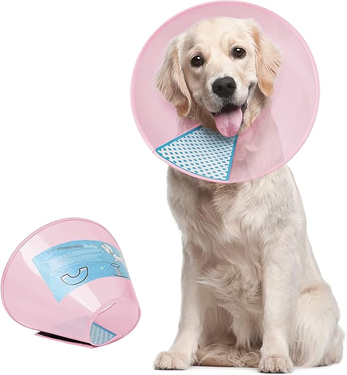 Supet Dog Cone Collar Adjustable After Surgery, Comfortable Pet Recovery Collar & Cone for Large Medium Small Dogs, Elizabethan Dog Neck Collar Plastic Practical