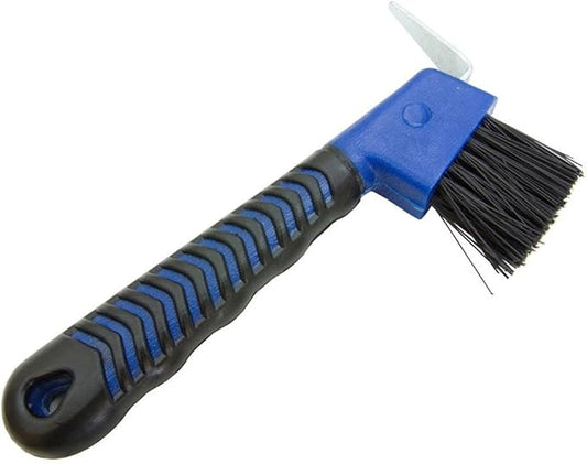 Rubber Handle Hoof Pick w/Brush for Horses, Hoof Pick for Easy Horse Hoof Cleaning, Horse Grooming Supplies