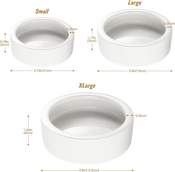 Reptile Food Bowl Dish - Worm Dish Reptile Water Bowl Lizard Gecko Ceramic Pet Bowls, Mealworms Dish for Bearded Dragon Chameleon Hermit Crab Dubia Cricket Dish Anti-Escape Mini Reptile Feeder XL(5in)
