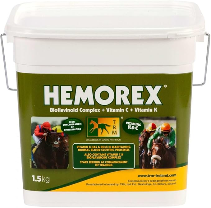 Thoroughbred Remedies TRM Hemorex Powder Horse Feed Supplement | Contains Vitamin C, Vitamin K, and Bioflavinoids for Healthy Blood Vessels and Lungs - 1.5 kg