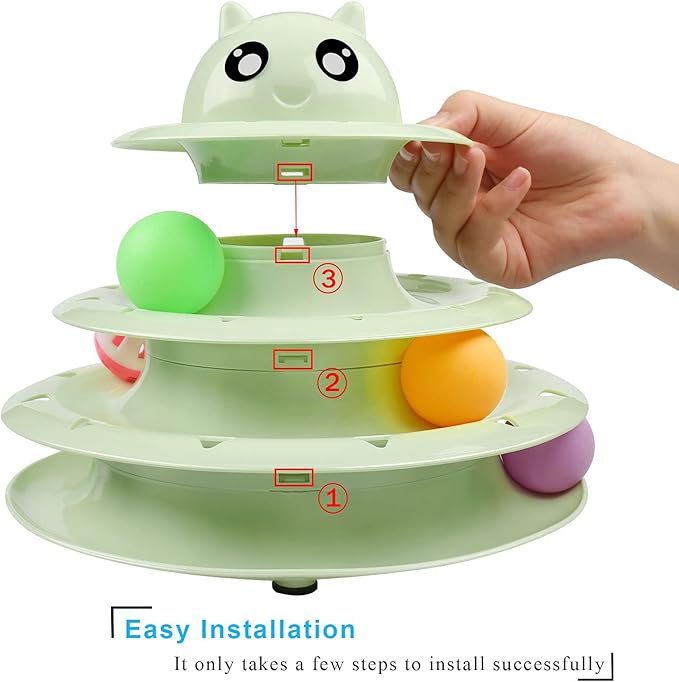 UPSKY Cat Toy Roller 3-Level Turntable Cat Toy Balls with Six Colorful Balls Interactive Kitten Fun Mental Physical Exercise Puzzle Toys.