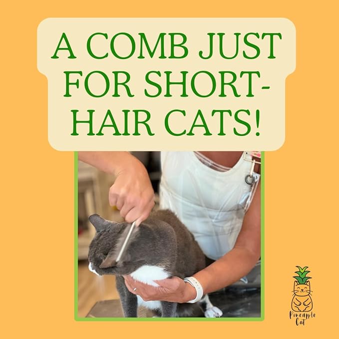 Short Haired Cat Comb - Stainless Steel Grooming Tool for Indoor Cats - Cat Hair Remover