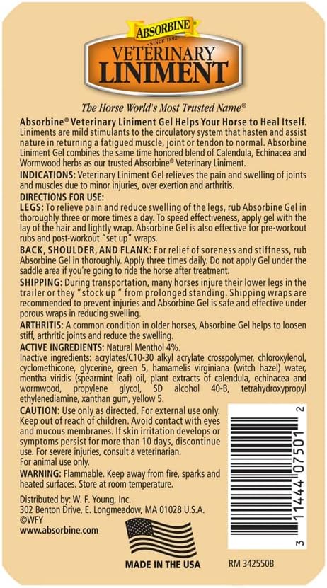 Absorbine Veterinary Liniment Gel, 12-Ounce by Absorbine