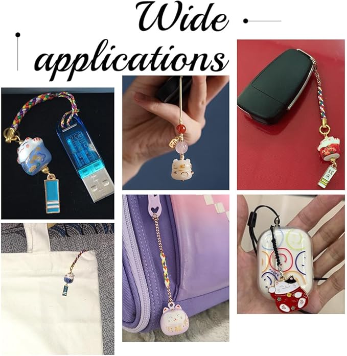 PH PandaHall 8pcs Lucky Cat Keychain Beckoning Cat Pendants Japanese Maneki Neko Fortune Pendants Keyrings Wealth Health Cat Ornament Mobile Phone Pendant for Cell Phone Backpack Wallet Christmas