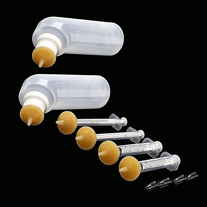 zhixing Pet Feeding Silicone Nipple with Bottle and Syringes for Puppy Dog Cat or Other Pets（Model 1）