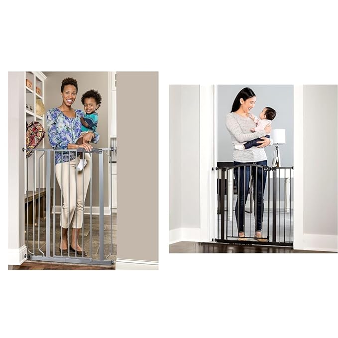 Regalo Easy Step Extra Tall Walk Thru Baby Gate, Bonus Kit, includes 4-Inch & Easy Step Arched Décor Walk Thru Baby Gate, includes 4-Inch Extension Kit, 4 Pack Pressure Mount Kit and 4 Pack