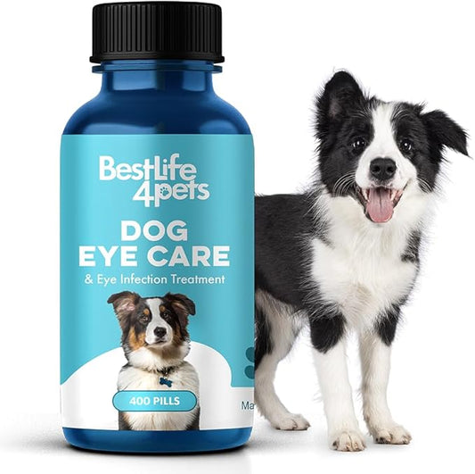 Eye Care and Vision Support Dog Supplement - Natural Eye Infection Treatment Relieves Conjunctivitis, Swelling, Discharge, and More - Stop The Dog Eye Drops Struggle with Easy to Use Pills