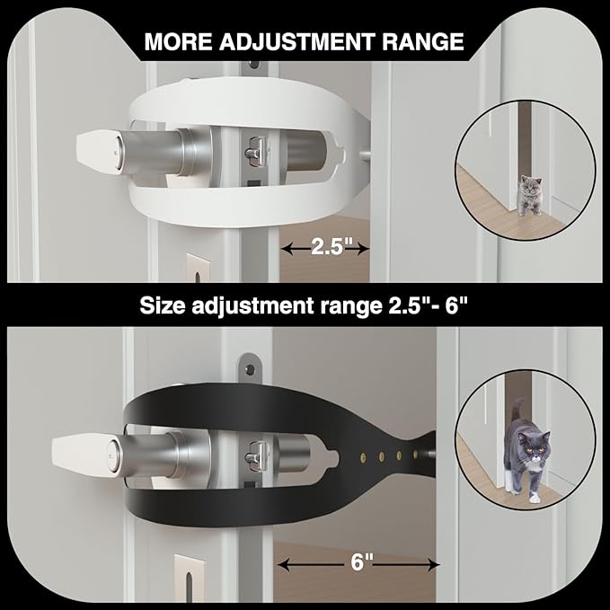 Cat Door Holder Latch Larger Adjustable Cat Door Alternative Fast Latch Strap Let Cats in and Keeps Dogs Out of Litter & Food and Safe Baby Proof No Measuring Easy to Install 4Pcs