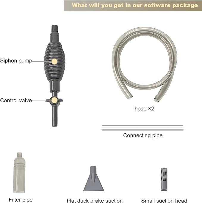 Essential Fish Tank Cleaning Tools, Achieve a spotless aquarium with the 8.5' fish tank cleaner, aquarium vacuum, Gravel Vacuum and Siphon Pump