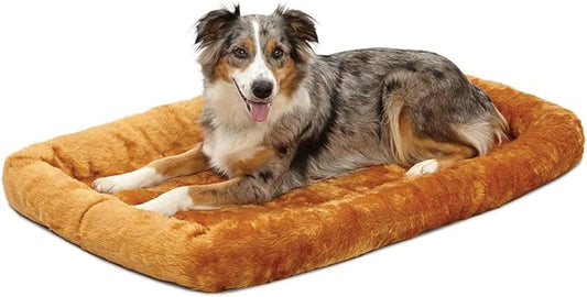 MidWest Homes for Pets Bolster Dog Bed 42L-Inch Cinnamon Dog Bed w/ Comfortable Bolster | Ideal for Large Dog Breeds & Fits a 42-Inch Dog Crate |Easy Maintenance Machine Wash & Dry,42.0"x 26.0" x 3.0"