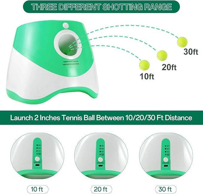 Automaitc Dog Ball Launcher - Dog Fetch Machine for Small Sized Dogs,3 Launch Distances, Ball Launcher for Dogs with 12 Balls, Rechargeable Ball Thrower for Dogs (Green dog launcher)