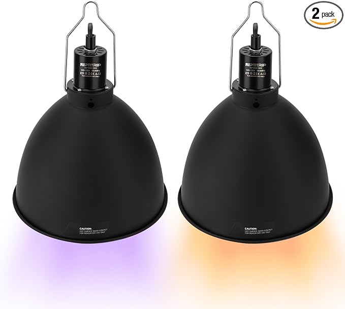 Deep Dome Reptile Light Fixture 8.5", Reptile Heat Lamp Max 200W, Reptile Tank Lighting Fixtures, Fixture for UVB Reptile Light, Reptile Tank Accessories 2 Packs E26