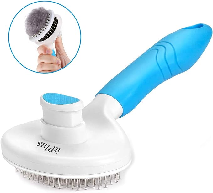 Cat Grooming Brush, Self Cleaning Slicker Brushes for Dogs Cats Pet Grooming Brush Tool Gently Removes Loose Undercoat, Mats Tangled Hair Slicker Brush for Pet Massage- Upgraded (BLUE)