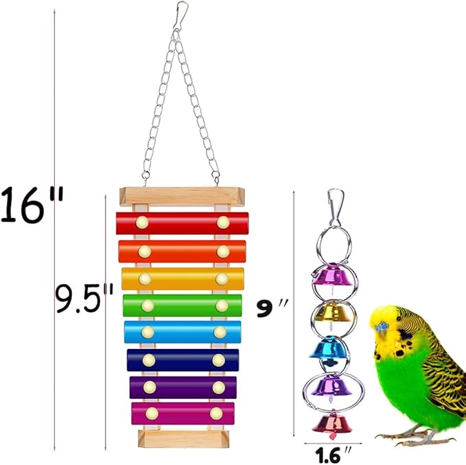 Large Parrot Toy Bird Xylophone Toy Bird Cage Bell Accessories Music Musical Training Toy for Conure Budgie Cockatiel Cockatoos Parakeet Finch Love Birds Canary Macaws Medium Outdoor Wild Bird