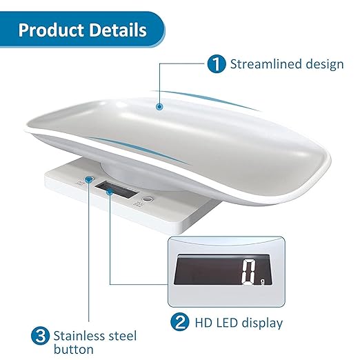 Digital Small Animals Scales for Weighing with Tape Measure, Puppy Whelping Scale Weigh Your Kitten, Rabbit with High Precision, Multifunction Electronic Baby Scales for Small Dogs