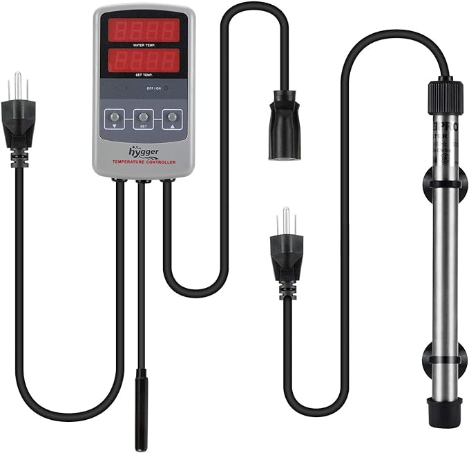 hygger Pinpoint Saltwater Aquarium Heater with Digital Thermostat IC Temp Controller, Titanium Tube Submersible Fish Tank Heater for Coral Reef 500 Watt