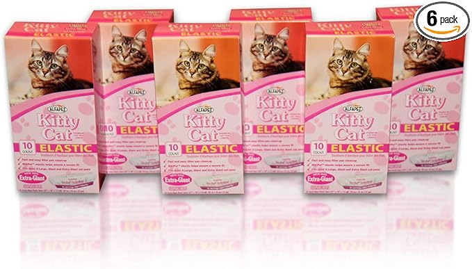 Alfapet litter box bags liners Disposable, Elastic, 60 Count For Large, X-Large, Giant, Extra-Giant Size Litter Boxes- With Sta-Put Technology Firm, Easy Fit Clever Waste Cleaners, Pack of 6