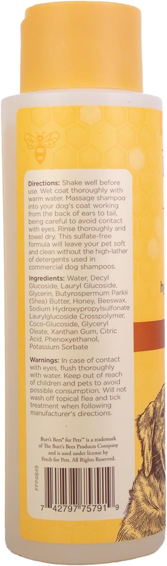 Burt's Bees for Pets Naturally Derived Hypoallergenic Dog Shampoo with Shea Butter and Honey - Shampoo for All Dogs and Puppies with Dry or Sensitive Skin - Made in the USA - 16 Ounces - 6 Pack